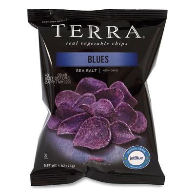 Terra® 20902474 Real Vegetable Chips Blue, Blues Sea Salt, 1 oz Bag, 24 Bags/Box - Case of 24 GRR20902474