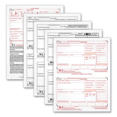 TOPS 22990 W-2 Tax Forms, Four-Part Carbonless, 5.5 x 8.5, 2/Page, (50) W-2s and (1) W-3 - Pack of 50