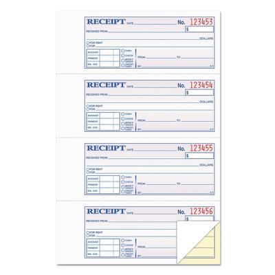 TOPS 46806 Money and Rent Receipt Books, Two-Part Carbonless, 2.75 x 7.13, 4/Page, 200 Forms