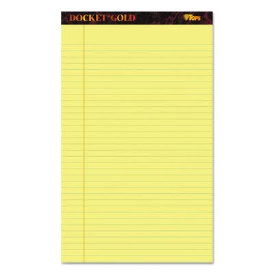 TOPS 63980 Docket Gold Ruled Perforated Pads, Wide/Legal Rule, 50 Canary-Yellow 8.5 x 14 Sheets, 12/Pack - Pack of 12