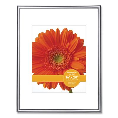 Victory Light VF2001B1620S Metallic Poster Frame with Mat, 11 x 14 Insert, Silver/Black