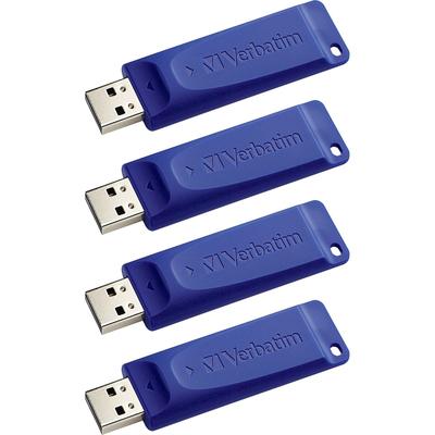 Verbatim 97088CT USB Flash Drive, Capless, 8GB, 4/CT, Blue - Case of 4