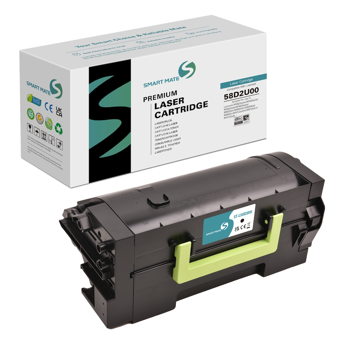 SmartMate wiederaufbereitete Laser Toner Patrone für Lexmark 58D2U00 Schwarz Image
