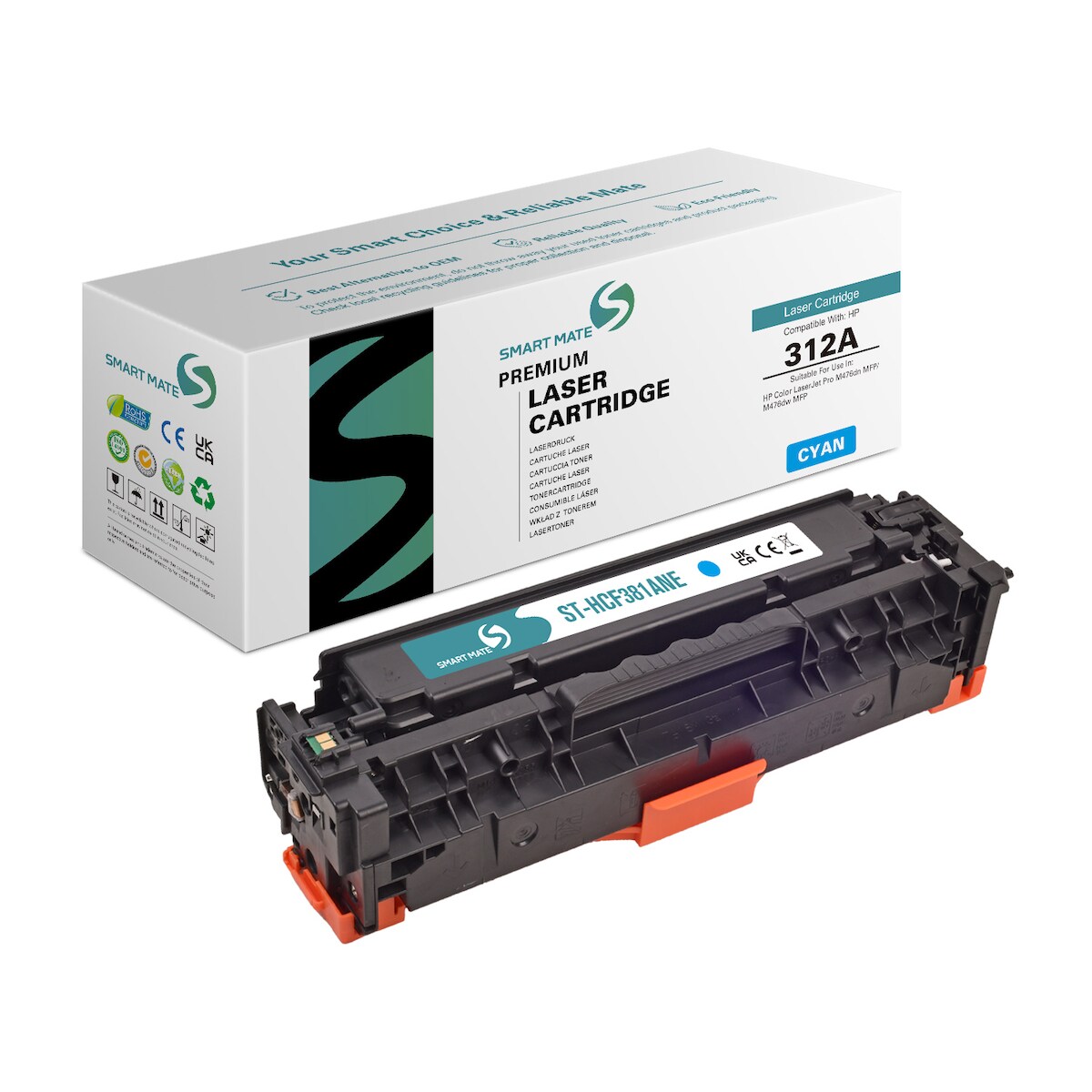 SmartMate wiederaufbereitete Laser Toner Patrone für HP CF381A (312A) Cyan Image
