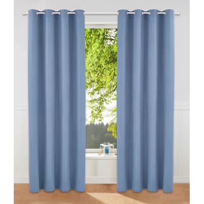 Vorhang HOME AFFAIRE "Parry" Gr. 3, blau, B:140cm H:225cm, Polyester, Recyceltes Material, Gardinen, 2-er Set, blickdicht, monochrom, basic Image