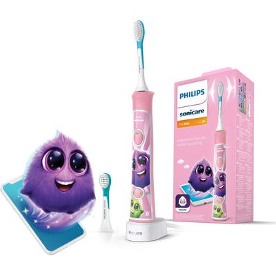 Elektrische Kinderzahnbürste PHILIPS SONICARE "HX6352/42" Elektrozahnbürsten pink mit interaktiver Zahnputz-App