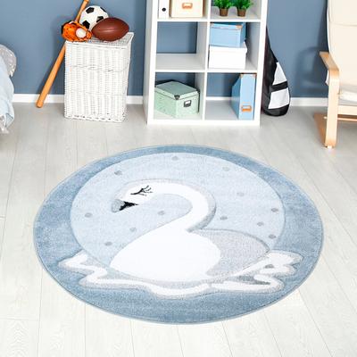 Kinderteppich CARPET CITY "Bueno Kids 1315" Gr. 10, blau, H:13mm Ø:160cm, Kunstfaser, Teppiche, Spielteppich, Schwan, 3D-Effekt, Weicher Flor, Pflegeleicht Image