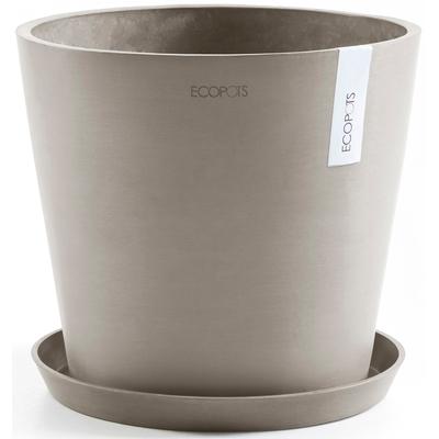Blumentopf ECOPOTS "Amsterdam 30 + Wassersystem Taupe", grau (taupe), B:30cm H:25,9cm T:30cm Ø:27,5cm, Kunststoff, Pflanzgefäße, für innen und außen: frostsicher, bruchsicher und lichtbeständig Image