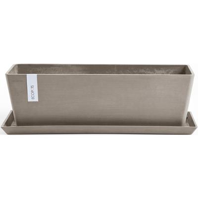 Balkonkasten ECOPOTS "Bruges 55 + Wassersystem Taupe", grau (taupe), B:55,3cm H:17,5cm T:16,5cm Ø:53,2cm, Kunststoff, Pflanzgefäße, für den Außenbereich: frostsicher, bruchsicher und lichtbeständig Image