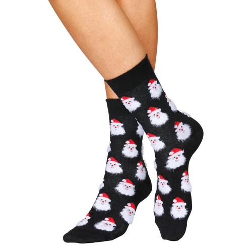 Socken H.I.S Gr. 35-38, rot (3x schwarz, rot, gemustert) Damen Socken mit lustigen Weihnachtsmotiven