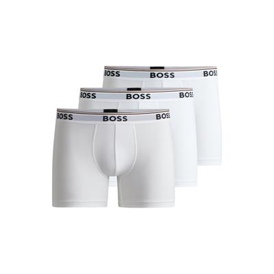 Langer Boxer BOSS "Brief 3 PACK", Herren, Gr. L, schwarz (schwarz100), Jersey, Obermaterial: 95% Baumwolle, 5% Elasthan, unifarben, Unterhosen, mit farblich passendem Webbund Image