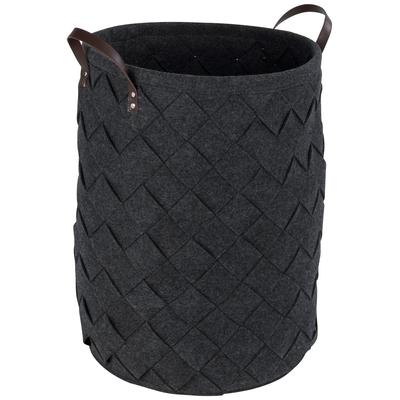 Wäschetasche WENKO "Trovo", grau (anthrazit), B:40cm H:60cm, Polyester, Wäschesammler, ØxH: 40x60 cm, 75 Liter Image