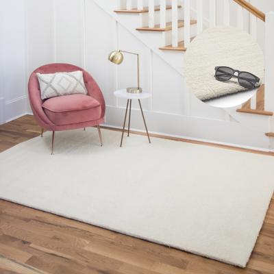 Teppich MY HOME "Adrienne, Made in Belgium" Gr. 2, beige (cream), B:80cm H:11mm L:150cm, Kunstfaser, Teppiche, waschbar, pflegeleicht, einfarbig, besonders weich Image