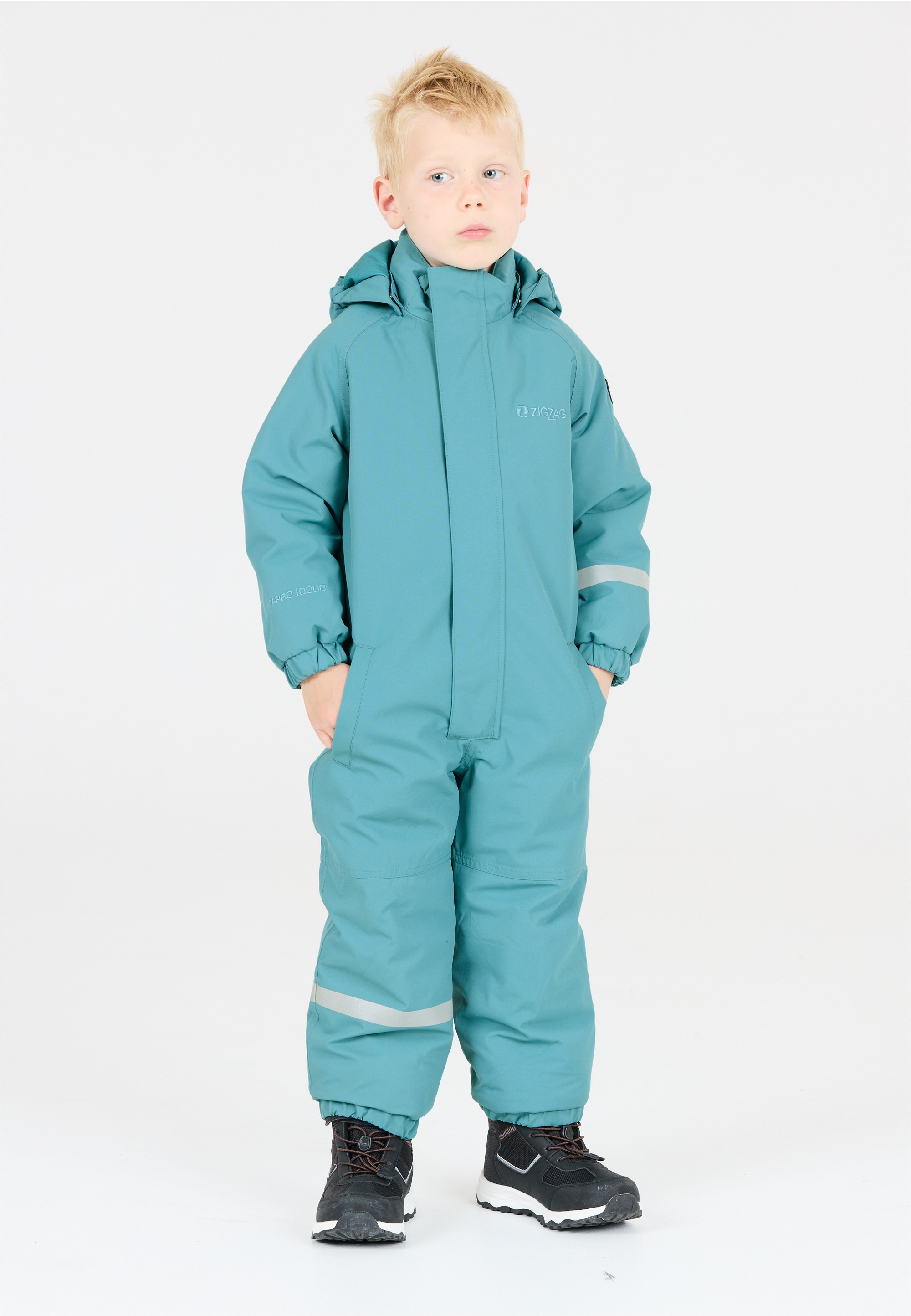Schneeoverall ZIGZAG "Vally", Kinder, Gr. 116, blau (türkis), 100% Polyester, lang, Overalls, mit wasser- und winddichter TPU-Membran Image