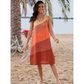 Sommerkleid FEEL GOOD "Sommerkleid", Damen, Gr. 40/42, Normalgrößen, orange (apricot, terra), 100% Baumwolle, bedruckt, gemustert, mehrfarbig, kurz, Rundhals, ohne Ärmel, Kleider