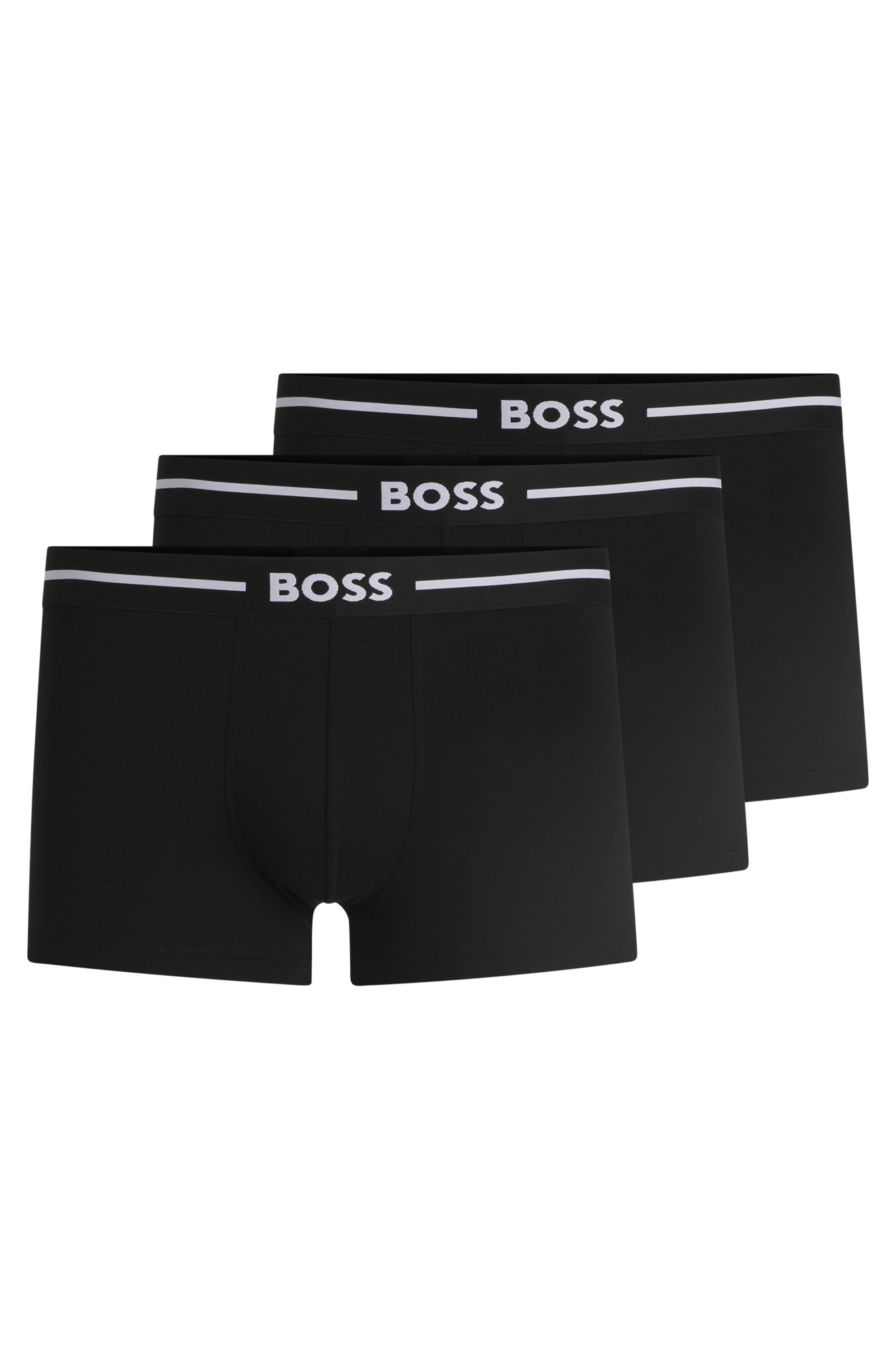 Trunk BOSS "Trunk 3P Bold", Herren, Gr. L (52), schwarz (schwarz001), Jersey, Obermaterial: 95% Baumwolle, 5% Elasthan, unifarben, körpernah, Unterhosen Image