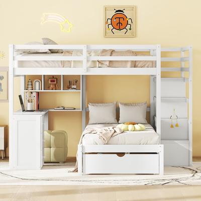 Storage-Savvy Design Full Over Twin Bunk Bed with Desk, Drawers and Shelves