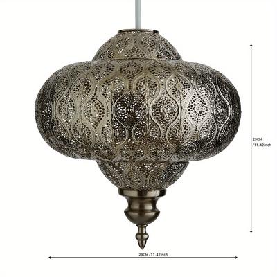 TEMU Lucena Fretwork Modern Drum Pendant Shade - Antique Bronze Finish, No Wires, Battery-free