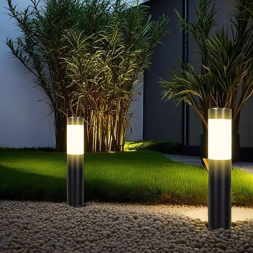 2 Solar-Wegeleuchten, wasserdichte LED-Gartenleuchten aus Edelstahl für Rasen, Hinterhof, Villa und Landschaftsdekoration Image