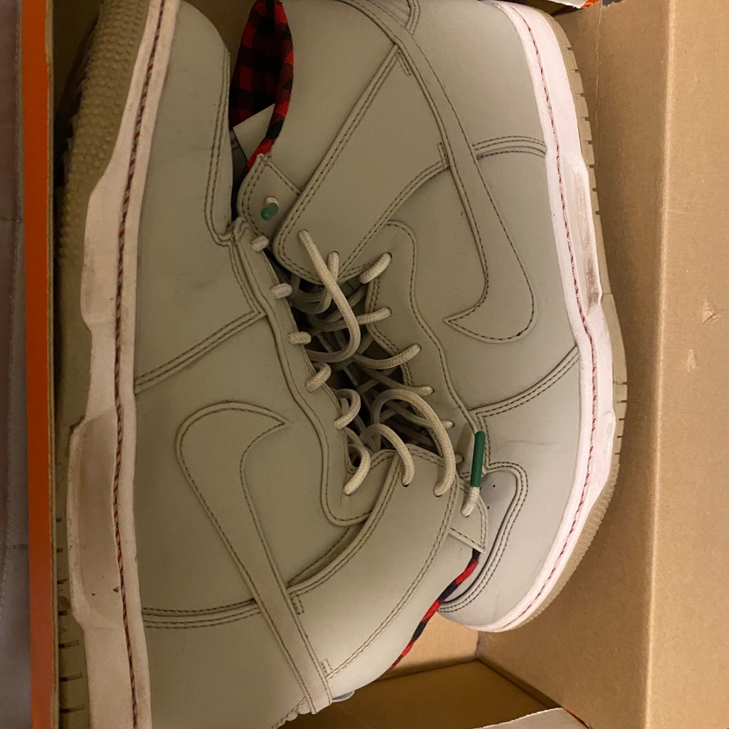 Nike Shoes | Men’s Nike Red/Black Stripped Material, Grey Colored Shoes. Size 9.5. | Color: Gray | Size: 9.5