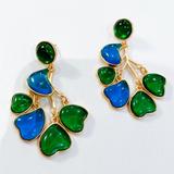 Free People Jewelry | Crystal Drop Earringsa210 | Color: Gold/Green | Size: Os