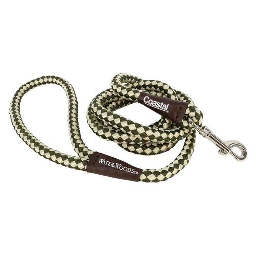 Water & Woods Braided Rope Snap Dog Leash - Green/White - Green/White