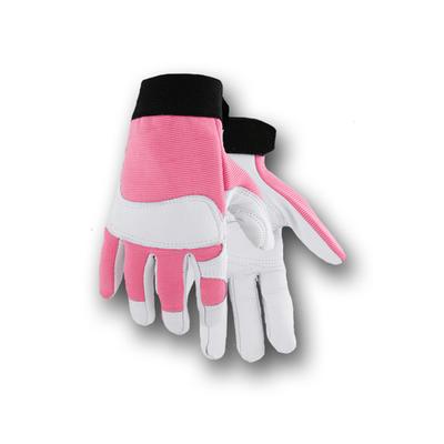 Golden Stag Women's Goatskin Work Glove - Pink/White M