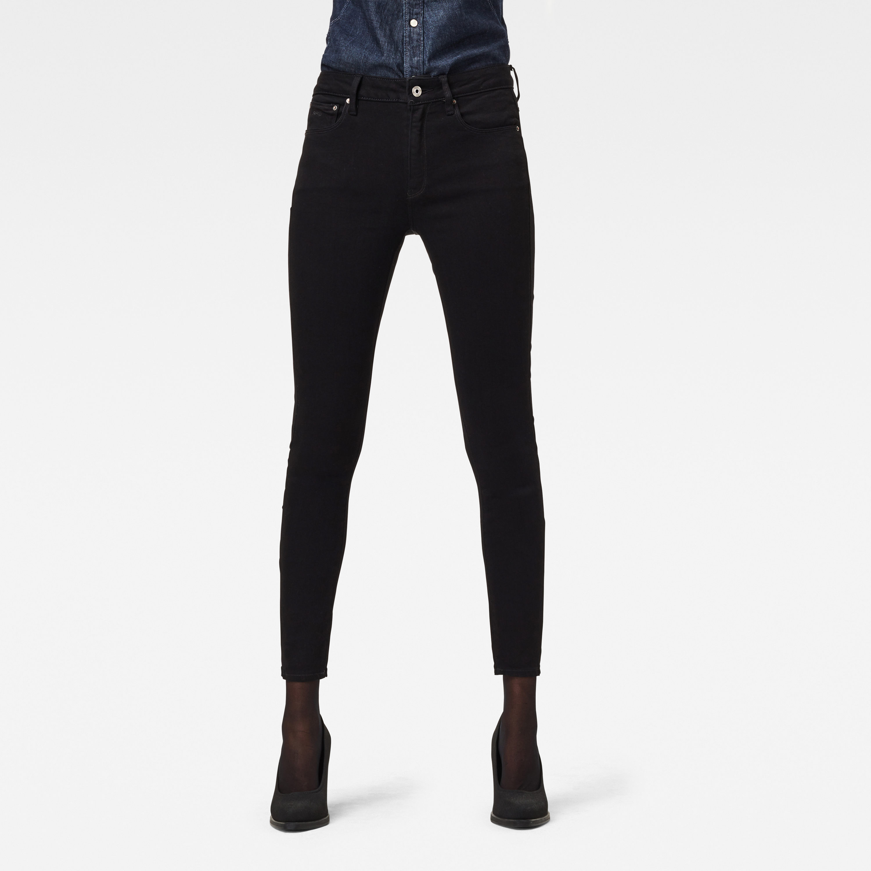 Skinny-fit-Jeans G-STAR "3301", Damen, Gr. 26, Länge 32, schwarz (pitch schwarz), Denim/Jeans, Obermaterial: 92% Baumwolle, 7% Elastomultiester, 1% Elasthan, skinny fit normal, Jeans, mit Stretch