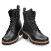 Winterstiefelette PANAMA JACK "Padma", Damen, Gr. 39, schwarz, Nappaleder, unifarben, elegant, Schuhe, Schnürstiefelette, Blockabsatz, Profilsohle, mit Anziehlasche