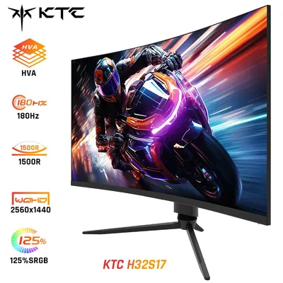 KTC H32S17 32 Zoll 1500R gebogener Gaming-Monitor 2560 x 1440 QHD 170 Hz 16:9 ELED 99 % sRGB HDR10 1 ms MPRT-Reaktionszeit Low-Blue