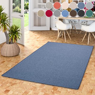 Teppich MY HOME "Fortis, Schlinge, Made in Netherlands", blau (dunkelblau), B:100cm H:5mm L:400cm, Kunstfaser, Teppiche, Uni Farben, gekettelt, auch als Läufer, strapazierfähig, Wohnzimmer Image