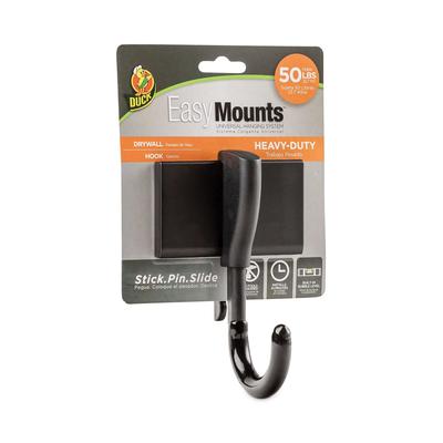 Duck EasyMounts Heavy-Duty Drywall Hook - 50 lb (22.68 kg) Capacity - 5.8", for Tool, Garage, Home, Project - Fiberglass - Black - 1 / Each (DUC287214