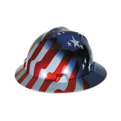 MSA Freedom Series V-Gard Helmet, Fas-Trac III, Slotted, American Stars & Stripes (454-10071157)