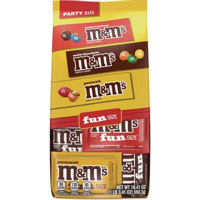M & M's M and M'S Milk Chocolate, Peanut and Peanut Butter Variety Pack Fun Size Chocolate Candy Assortment, 19.41 oz Bag (MNM59878)