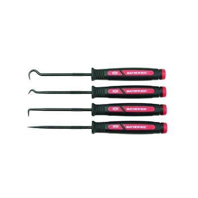 Mayhew Tools 4 Pc. Dominator Mini Hook & Pick Set, Straight, 45° Double Angled Hook, 90° Angled Hook, Curved Hook (479-60003)