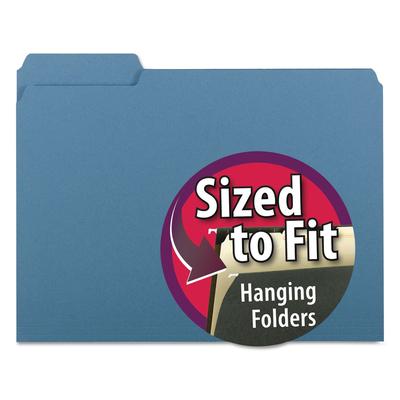 Smead Interior File Folders, 1/3-Cut Tabs, Letter Size, Blue, 100/Box (SMD10239)
