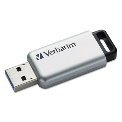 Verbatim Store 'n' Go Secure Pro USB Flash Drive with AES 256 Encryption, 32 GB, Silver (VER98665)