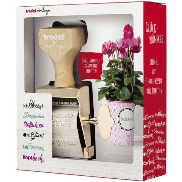 Trodat Vintage Motivstempel »Glückwünsche« 4,3 x 1,5 cm braun