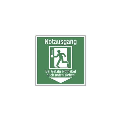 LimarLite Rettungszeichen »Notausgang - Bei Gefahr Nothebel nach unten ziehen« 15 x 15 cm, 15x15 cm Image