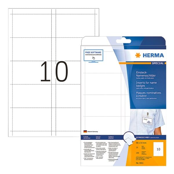 Herma 250er-Pack Namens-Einsteckschilder, 9x5.4 cm Image