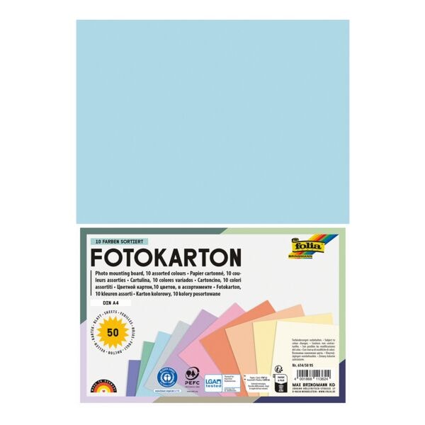 folia Fotokarton »PASTELL« 300 g/m² A4 (50 Blatt) mehrfarbig Image