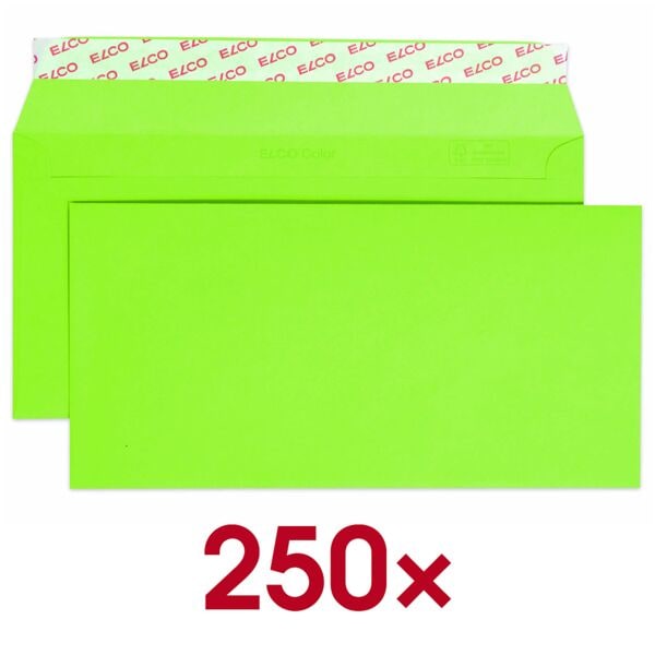 ELCO 250er-Pack Briefumschläger DIN lang »Color« ohne Fenster grün, 22.9x11.4 cm