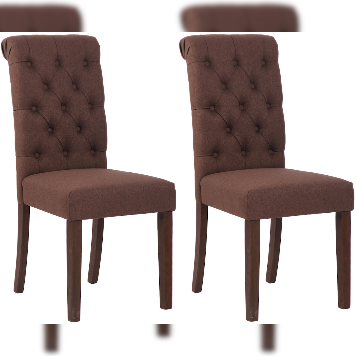 DELUKE® 2er Set Esszimmerstühle WALES Stoff - 98x45x63cm, braun, Holz Gestell Stühle Esszimmerstühle Stuhl Esszimmer Esstisch Stühle Küchenstuhl Image