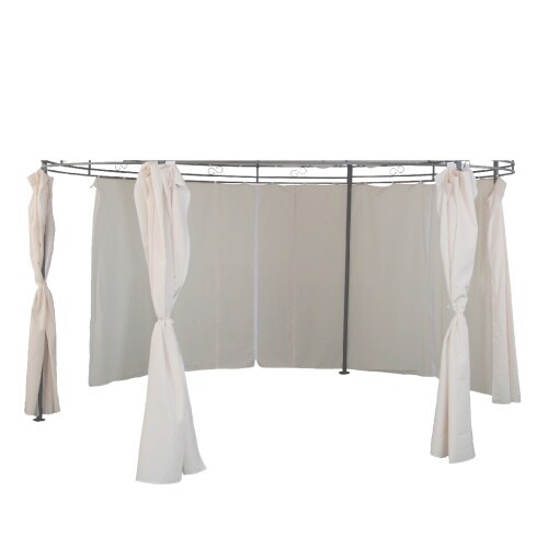 Lex Seitenteil Pavillon rund ⌀3,5m wasserdicht Gartenpavillon Seitenwand Sichtschutz beige : Beige Image