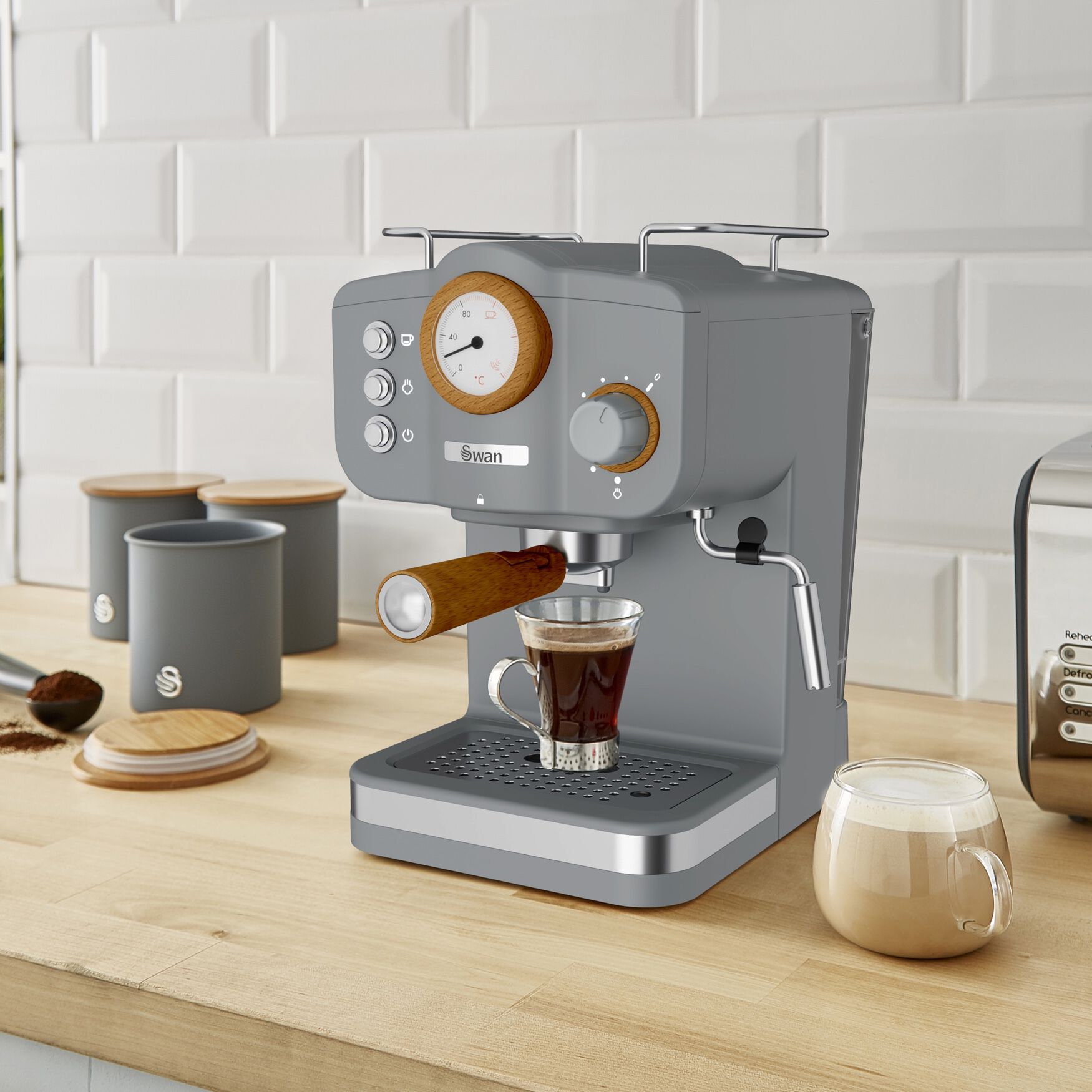 Swan Nordic Pump Espresso Coffee Machine - White by Salton® in Grey