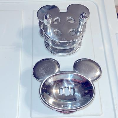 Disney Bath | Disney Silver Mickey Mouse Soap Dish And Tooth Brush Holder Ears Metal Vintage | Color: Silver | Size: Os