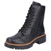 Schnürstiefelette RIEKER, Damen, Gr. 41, schwarz, Lederimitat, unifarben, sportlich, Schuhe, Schnürboots, Blockabsatz, Innenreißverschluss und Nietenverzierung