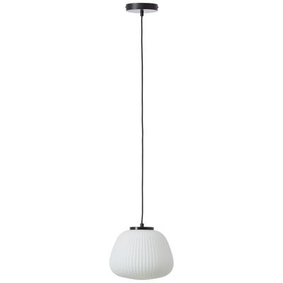 BRILLIANT Pendelleuchte "Kaizen", weiß (matt schwarz, weiß), Ø 25,00cm, Lampen, 176 x 25 cm, E27, kürzbar, Riffelglas/Metall, weiß/schwarz Image