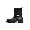 Bikerboots TOMMY HILFIGER "BIKER LEATHER", Damen, Gr. 39, schwarz, Leder, unifarben, modisch, Schuhe, Blockabsatz, Stiefelette, Boots mit goldfarbenem Schmuckelement
