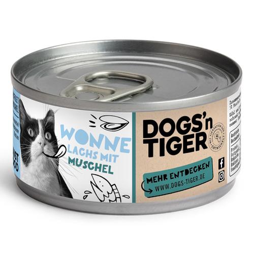 12x 70g Dogs'n Tiger Cat Filet Lachs mit Muschel Katzenfutter nass